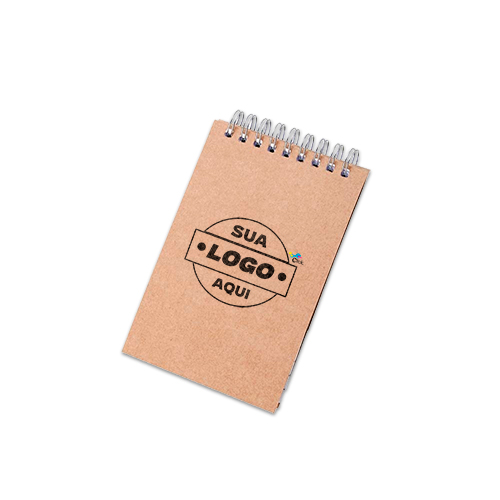 Bloco de Anotações Ecológico com wire-o cerca de 70 folhas brancas pautadas.

Altura: 14,5cm
Largura: 8,8cm

Medidas aproximadas para gravação (CxL): 10x7cm.